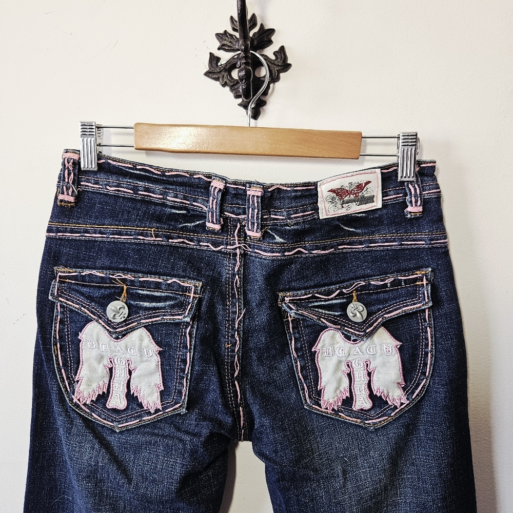 Vintage Laguna Beach Pink Stitch Jeans Size 31 Y2K Thick Stitch